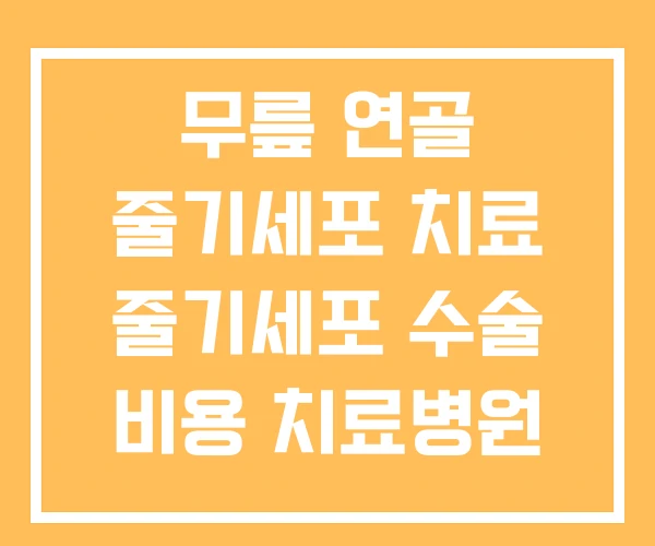 무릎 연골 줄기세포 치료 줄기세포 수술 비용 치료병원