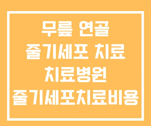 무릎 연골 줄기세포 치료 치료병원 줄기세포치료비용