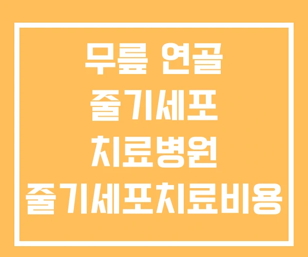 무릎 연골 줄기세포 치료병원 줄기세포치료비용 찢어짐 치료