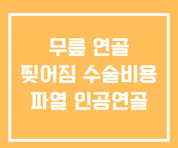 무릎 연골 찢어짐 수술비용 파열 인공연골 무릎 연골 찢어짐 수술비용 파열 인공연골