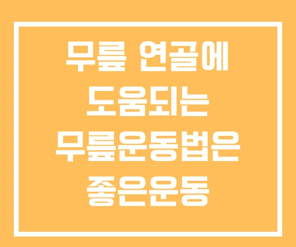 무릎 연골에 도움되는 무릎운동법은 좋은운동 무릎 연골에 도움되는 무릎운동법은 좋은운동