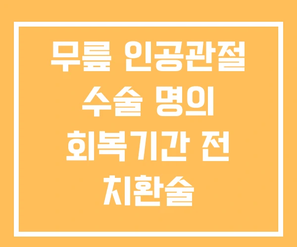 무릎 인공관절 수술 명의 회복기간 전 치환술 무릎 인공관절 수술 명의 회복기간 전 치환술