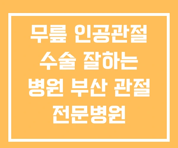 무릎 인공관절 수술 잘하는 병원 부산 관절 전문병원