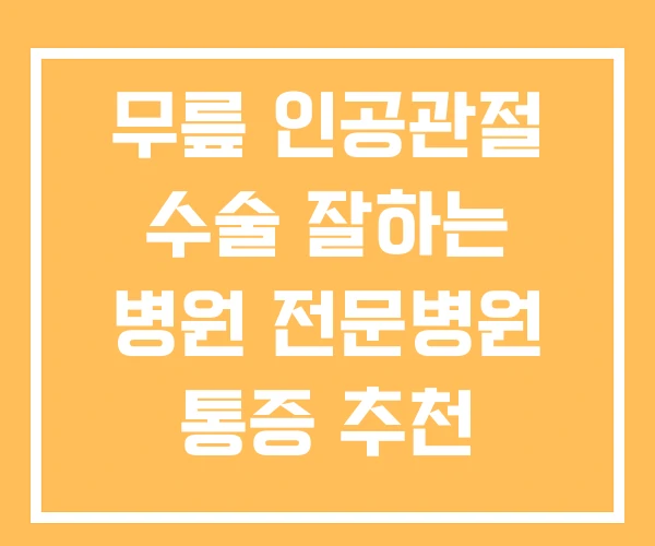 무릎 인공관절 수술 잘하는 병원 전문병원 통증 추천 무릎 인공관절 수술 잘하는 병원 전문병원 통증 추천
