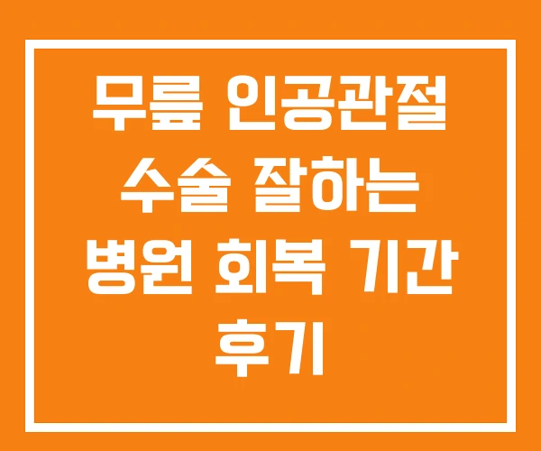 무릎 인공관절 수술 잘하는 병원 회복 기간 후기 무릎 인공관절 수술 잘하는 병원 회복 기간 후기