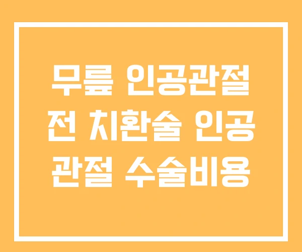 무릎 인공관절 전 치환술 인공 관절 수술비용 무릎 인공관절 전 치환술 인공 관절 수술비용