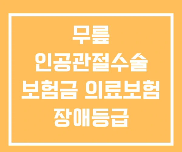 무릎 인공관절수술 보험금 의료보험 장애등급 무릎 인공관절수술 보험금 의료보험 장애등급
