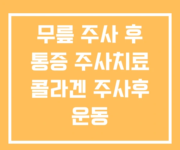 무릎 주사 후 통증 주사치료 콜라겐 주사후 운동