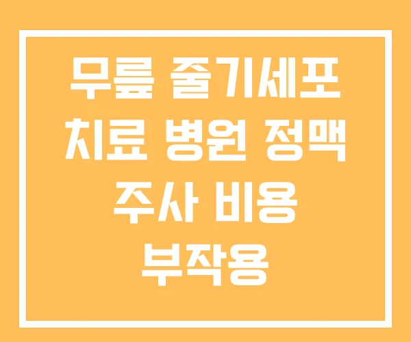 무릎 줄기세포 치료 병원 정맥 주사 비용 부작용 무릎 줄기세포 치료 병원 정맥 주사 비용 부작용