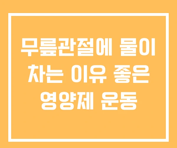 무릎관절에 물이 차는 이유 좋은 영양제 운동 무릎관절에 물이 차는 이유 좋은 영양제 운동
