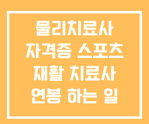 물리치료사 자격증 스포츠 재활 치료사 연봉 하는 일 물리치료사 자격증 스포츠 재활 치료사 연봉 하는 일