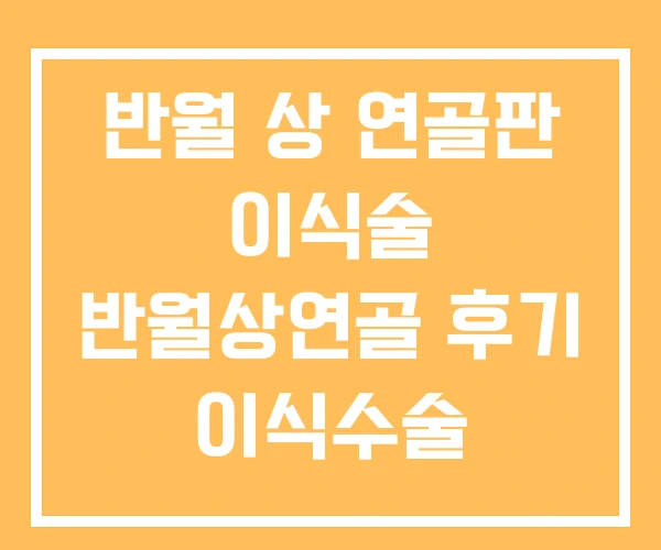 반월 상 연골판 이식술 반월상연골 후기 이식수술