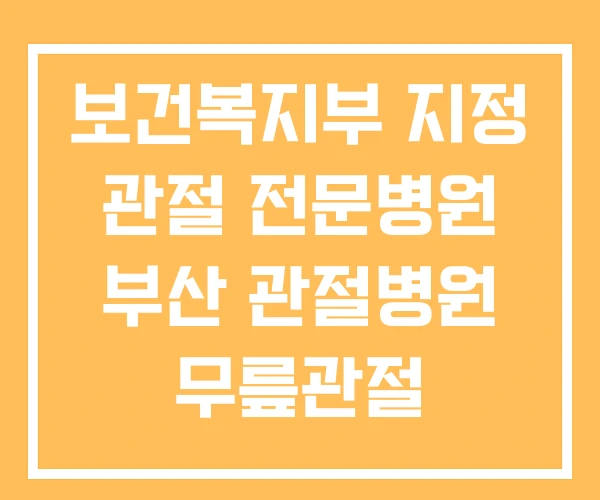 보건복지부 지정 관절 전문병원 부산 관절병원 무릎관절 보건복지부 지정 관절 전문병원 부산 관절병원 무릎관절