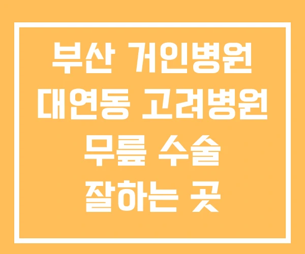부산 거인병원 대연동 고려병원 무릎 수술 잘하는 곳 부산 거인병원 대연동 고려병원 무릎 수술 잘하는 곳