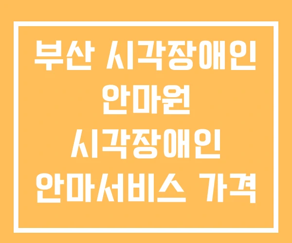 부산 시각장애인 안마원 시각장애인 안마서비스 가격