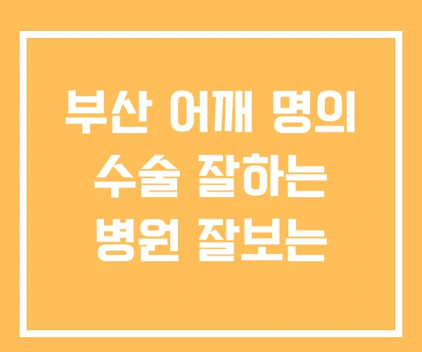 부산 어깨 명의 수술 잘하는 병원 잘보는 부산 어깨 명의 수술 잘하는 병원 잘보는