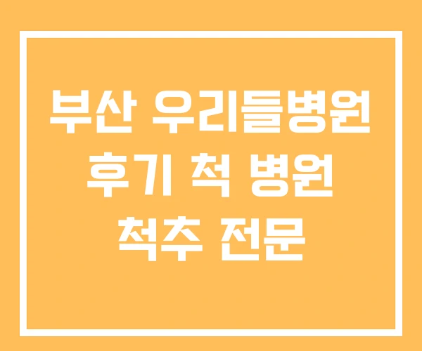 부산 우리들병원 후기 척 병원 척추 전문 부산 우리들병원 후기 척 병원 척추 전문