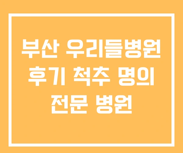 부산 우리들병원 후기 척추 명의 전문 병원 부산 우리들병원 후기 척추 명의 전문 병원