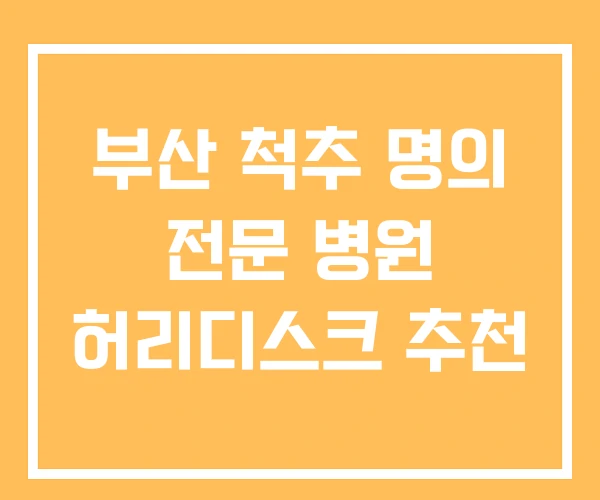 부산 척추 명의 전문 병원 허리디스크 추천 부산 척추 명의 전문 병원 허리디스크 추천