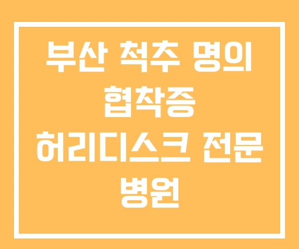 부산 척추 명의 협착증 허리디스크 전문 병원