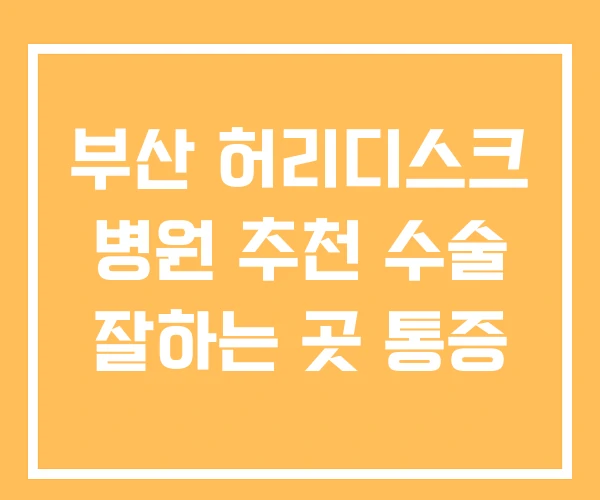 부산 허리디스크 병원 추천 수술 잘하는 곳 통증 부산 허리디스크 병원 추천 수술 잘하는 곳 통증