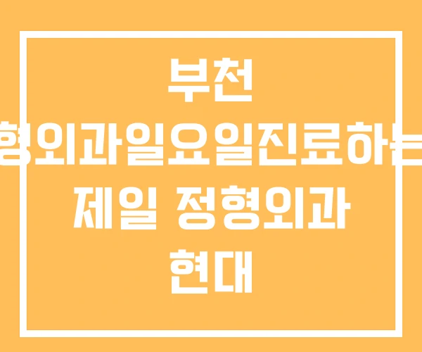 부천 정형외과일요일진료하는곳 제일 정형외과 현대