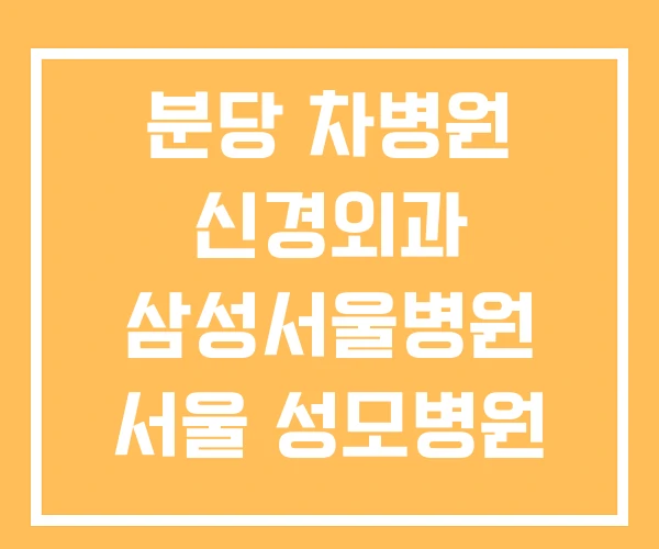 분당 차병원 신경외과 삼성서울병원 서울 성모병원 분당 차병원 신경외과 삼성서울병원 서울 성모병원