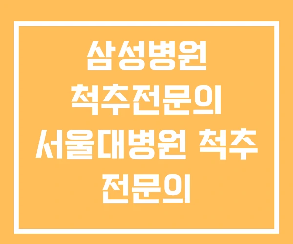 삼성병원 척추전문의 서울대병원 척추 전문의