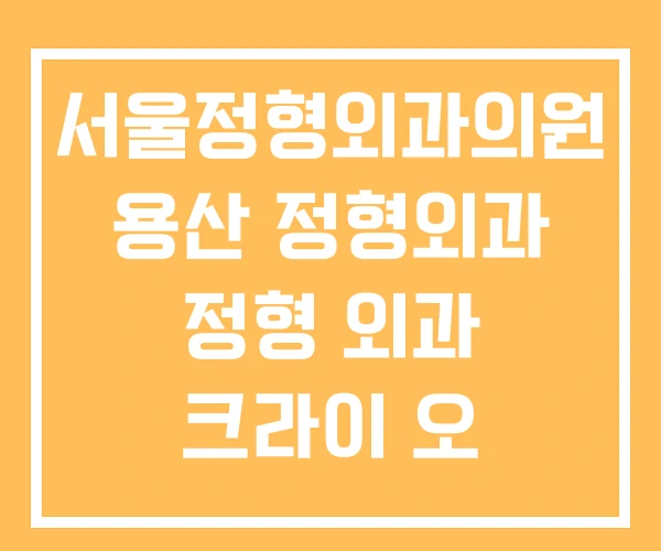 서울정형외과의원 용산 정형외과 정형 외과 크라이 오