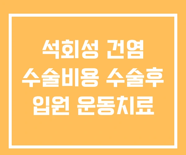 석회성 건염 수술비용 수술후 입원 운동치료