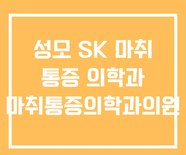 성모 SK 마취 통증 의학과 마취통증의학과의원