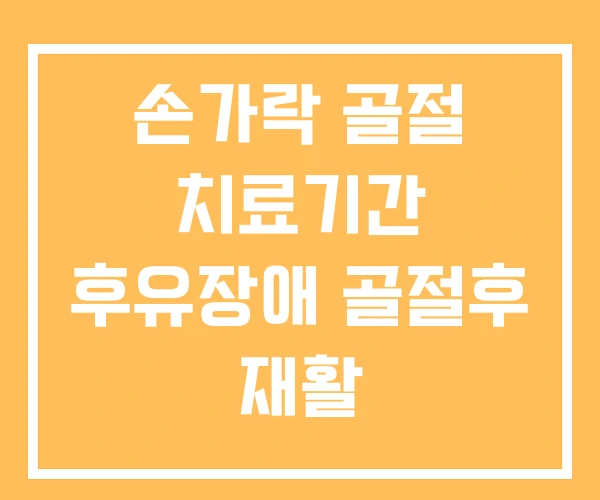 손가락 골절 치료기간 후유장애 골절후 재활