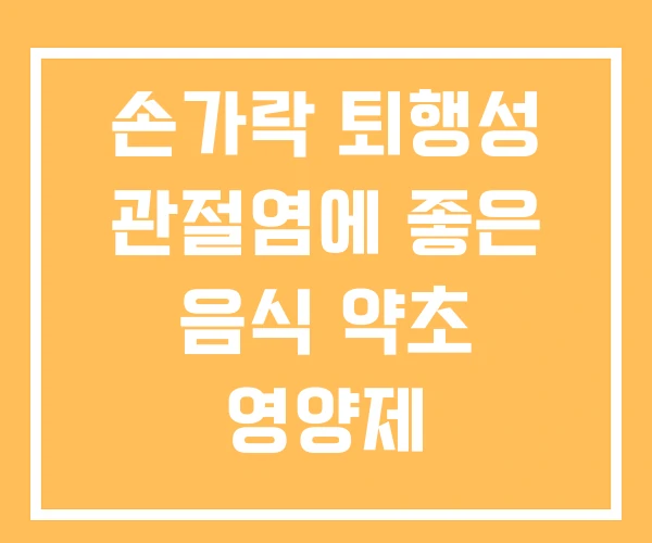 손가락 퇴행성 관절염에 좋은 음식 약초 영양제