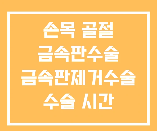 손목 골절 금속판수술 금속판제거수술 수술 시간 손목 골절 금속판수술 금속판제거수술 수술 시간