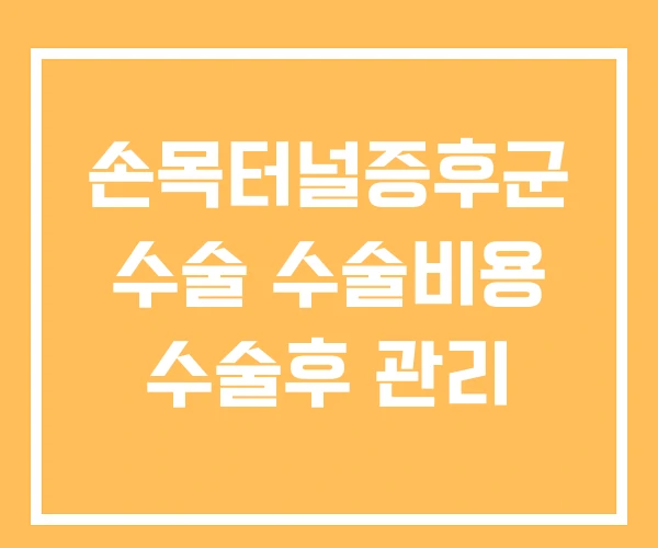 손목터널증후군 수술 수술비용 수술후 관리 손목터널증후군 수술 수술비용 수술후 관리