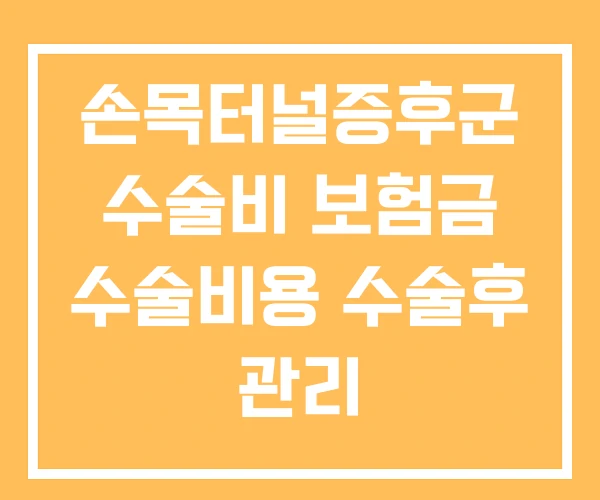 손목터널증후군 수술비 보험금 수술비용 수술후 관리 손목터널증후군 수술비 보험금 수술비용 수술후 관리
