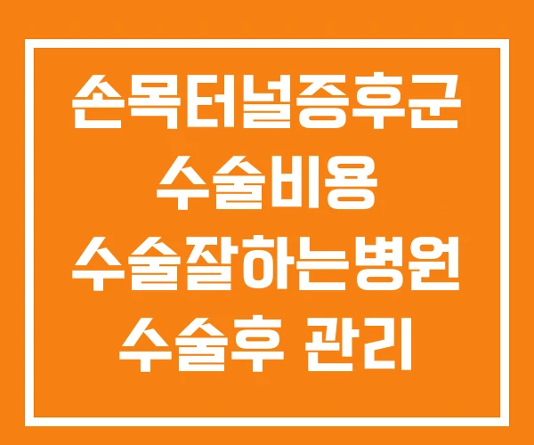 손목터널증후군 수술비용 수술잘하는병원 수술후 관리 손목터널증후군 수술비용 수술잘하는병원 수술후 관리