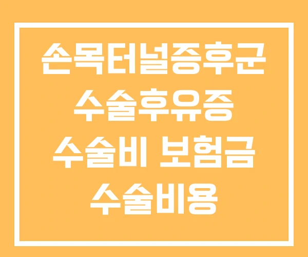 손목터널증후군 수술후유증 수술비 보험금 수술비용 손목터널증후군 수술후유증 수술비 보험금 수술비용