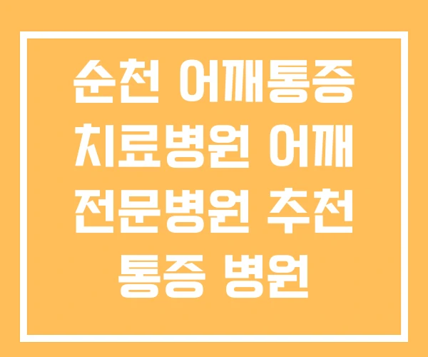 순천 어깨통증 치료병원 어깨 전문병원 추천 통증 병원