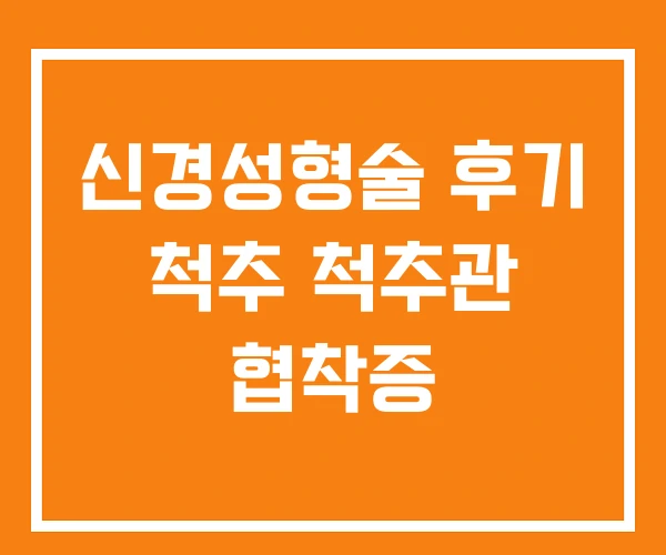 신경성형술 후기 척추 척추관 협착증