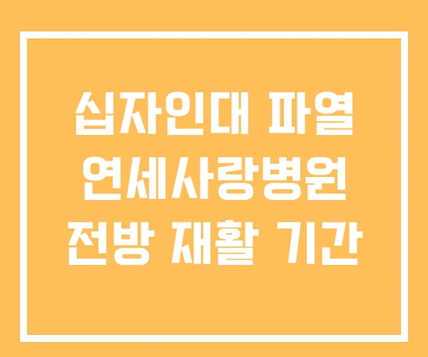 십자인대 파열 연세사랑병원 전방 재활 기간