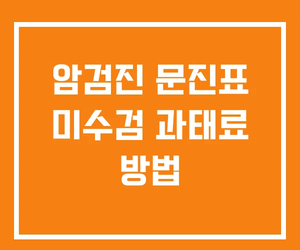 암검진 문진표 미수검 과태료 방법 암검진 문진표 미수검 과태료 방법