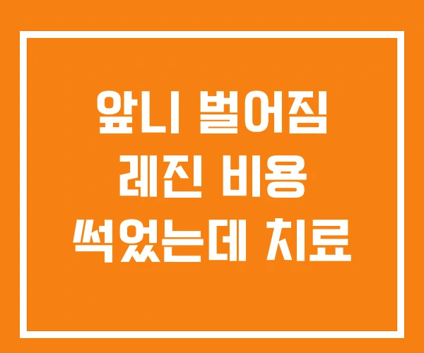 앞니 벌어짐 레진 비용 썩었는데 치료