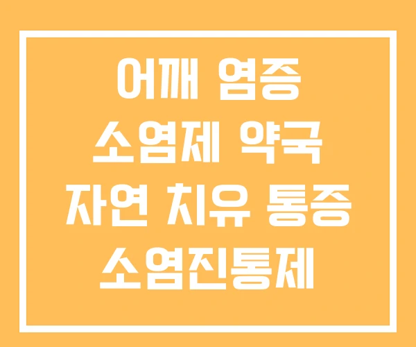 어깨 염증 소염제 약국 자연 치유 통증 소염진통제
