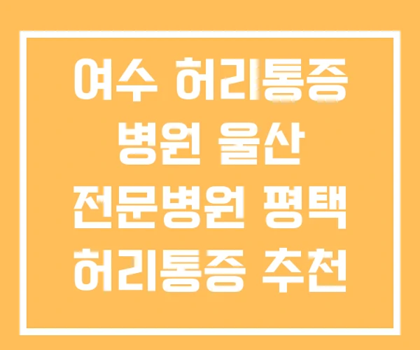 여수 허리통증 병원 울산 전문병원 평택 허리통증 추천