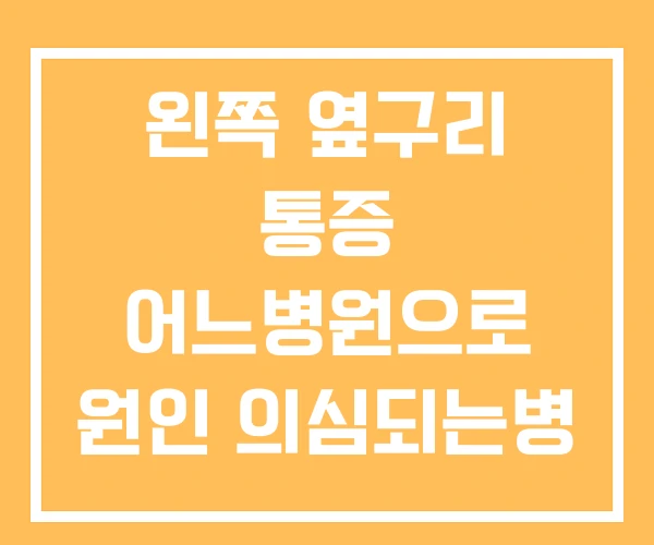 왼쪽 옆구리 통증 어느병원으로 원인 의심되는병 왼쪽 옆구리 통증 어느병원으로 원인 의심되는병