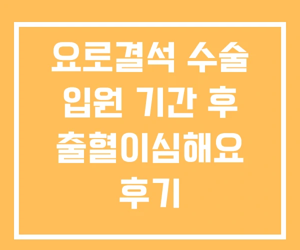요로결석 수술 입원 기간 후 출혈이심해요 후기