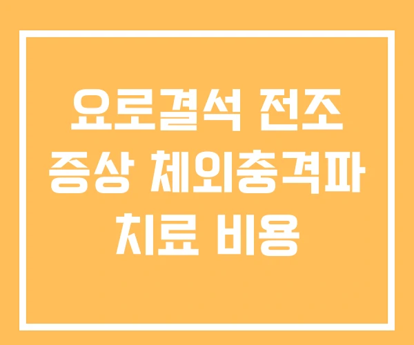 요로결석 전조 증상 체외충격파 치료 비용 요로결석 전조 증상 체외충격파 치료 비용
