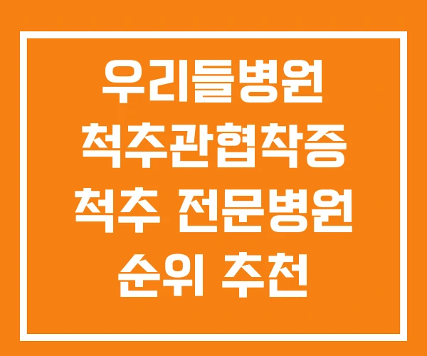 우리들병원 척추관협착증 척추 전문병원 순위 추천 우리들병원 척추관협착증 척추 전문병원 순위 추천