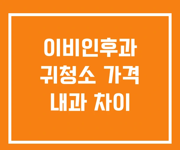 이비인후과 귀청소 가격 내과 차이 이비인후과 귀청소 가격 내과 차이